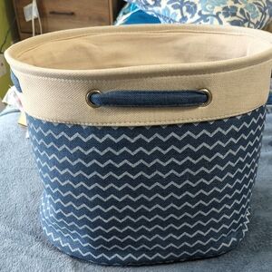 Blue and Cream Zigzag Storage Basket